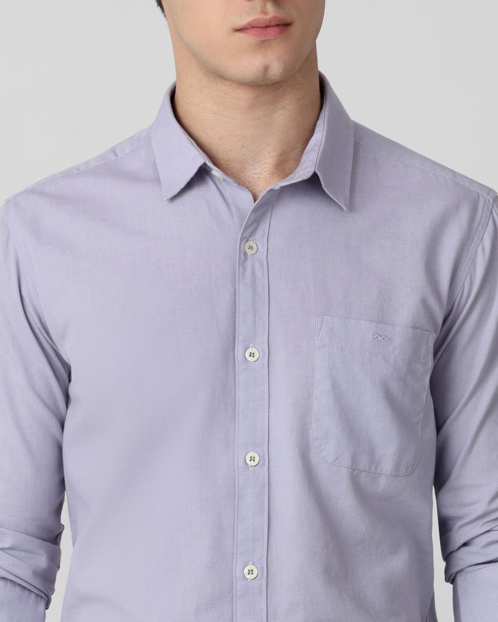 Lilac Cotton Linen Plain Slim Fit Casual Shirt