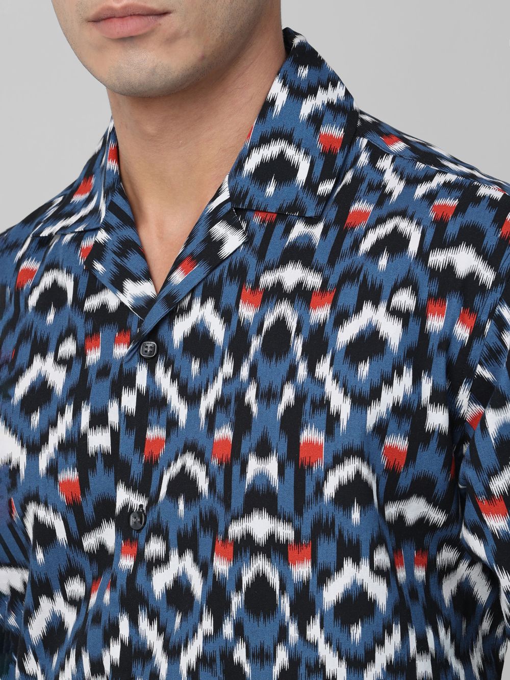 Navy Abstract Print Casual Shirt