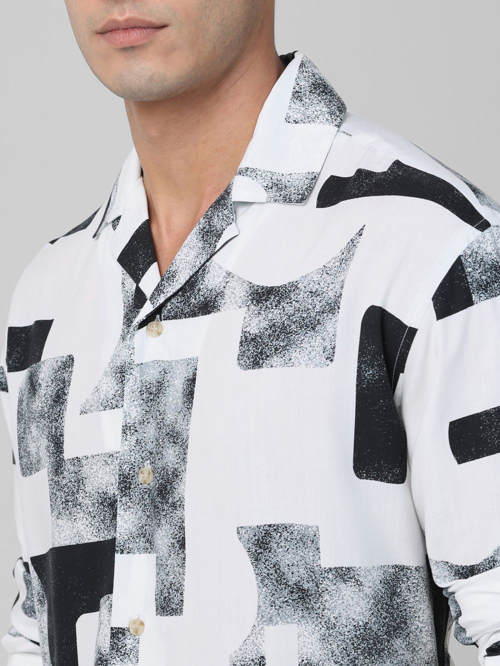 White Digital Print Casual Shirt