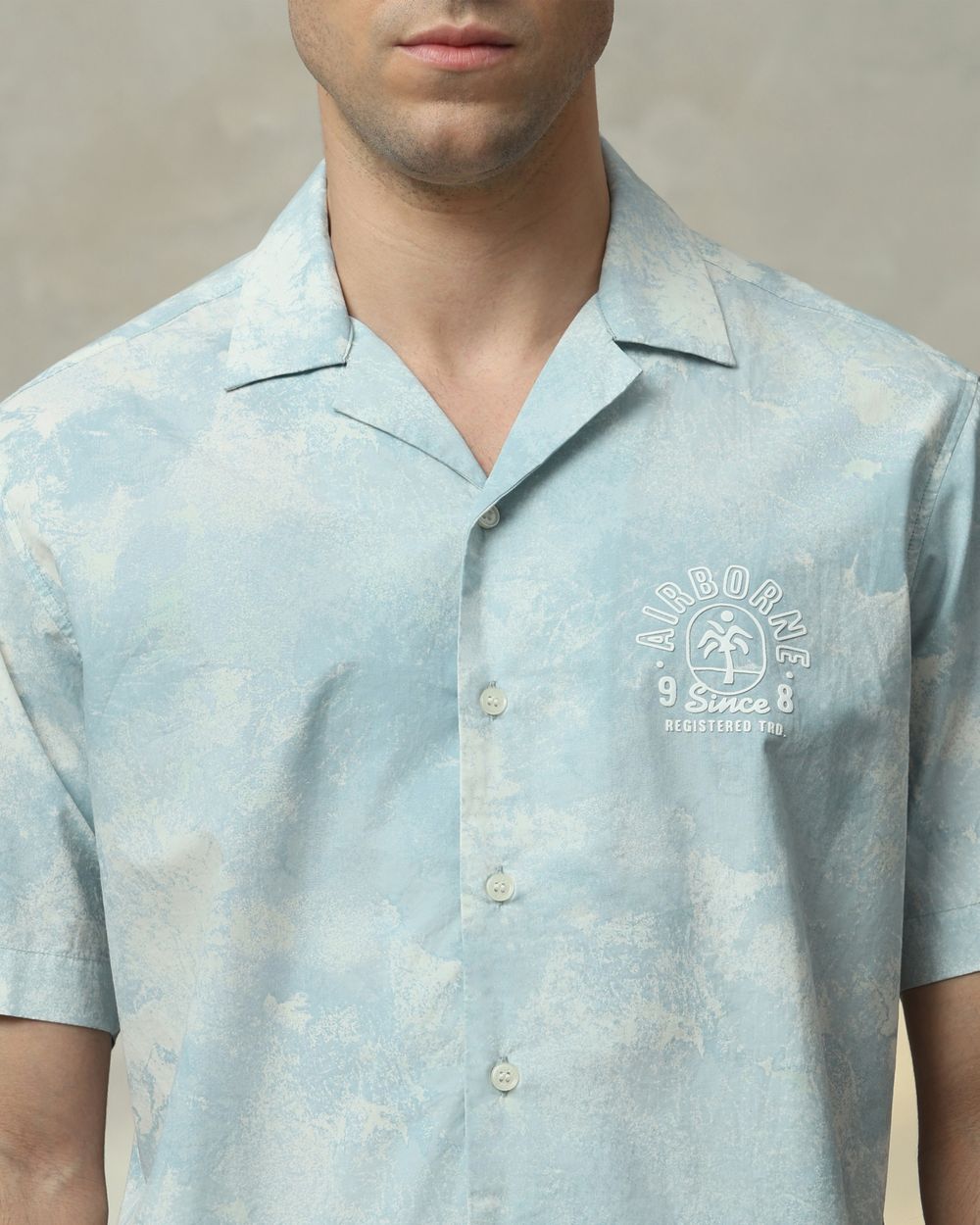 Sage Cloud Print Relaxed Fit Casual Shirt