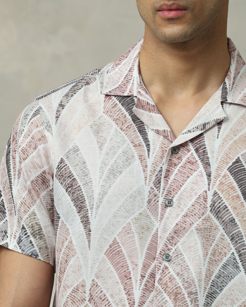 Beige Resort Print Relaxed Fit Casual Shirt