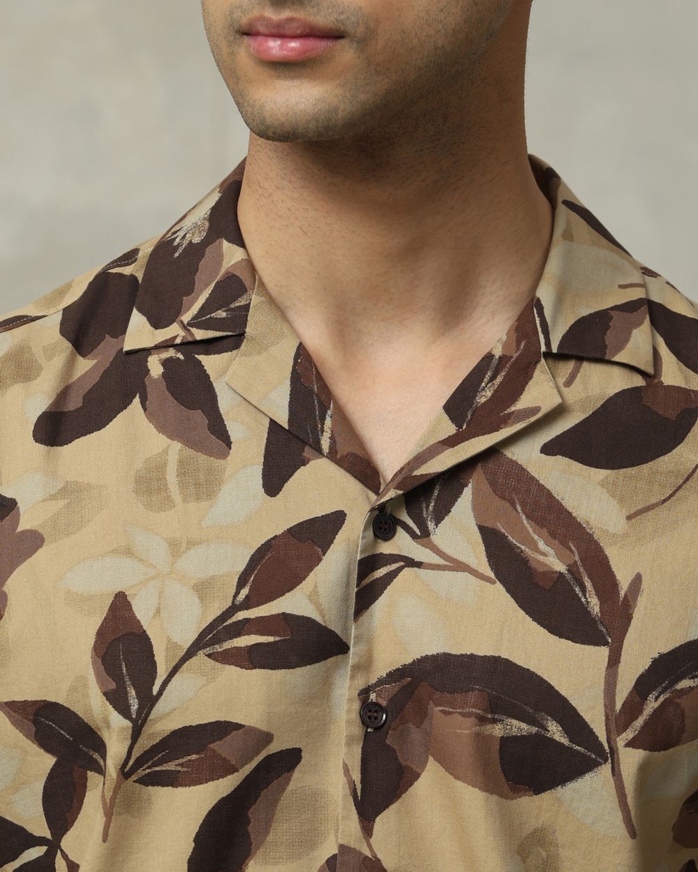 Brown Floral Print Relaxed Fit Casual Shirt