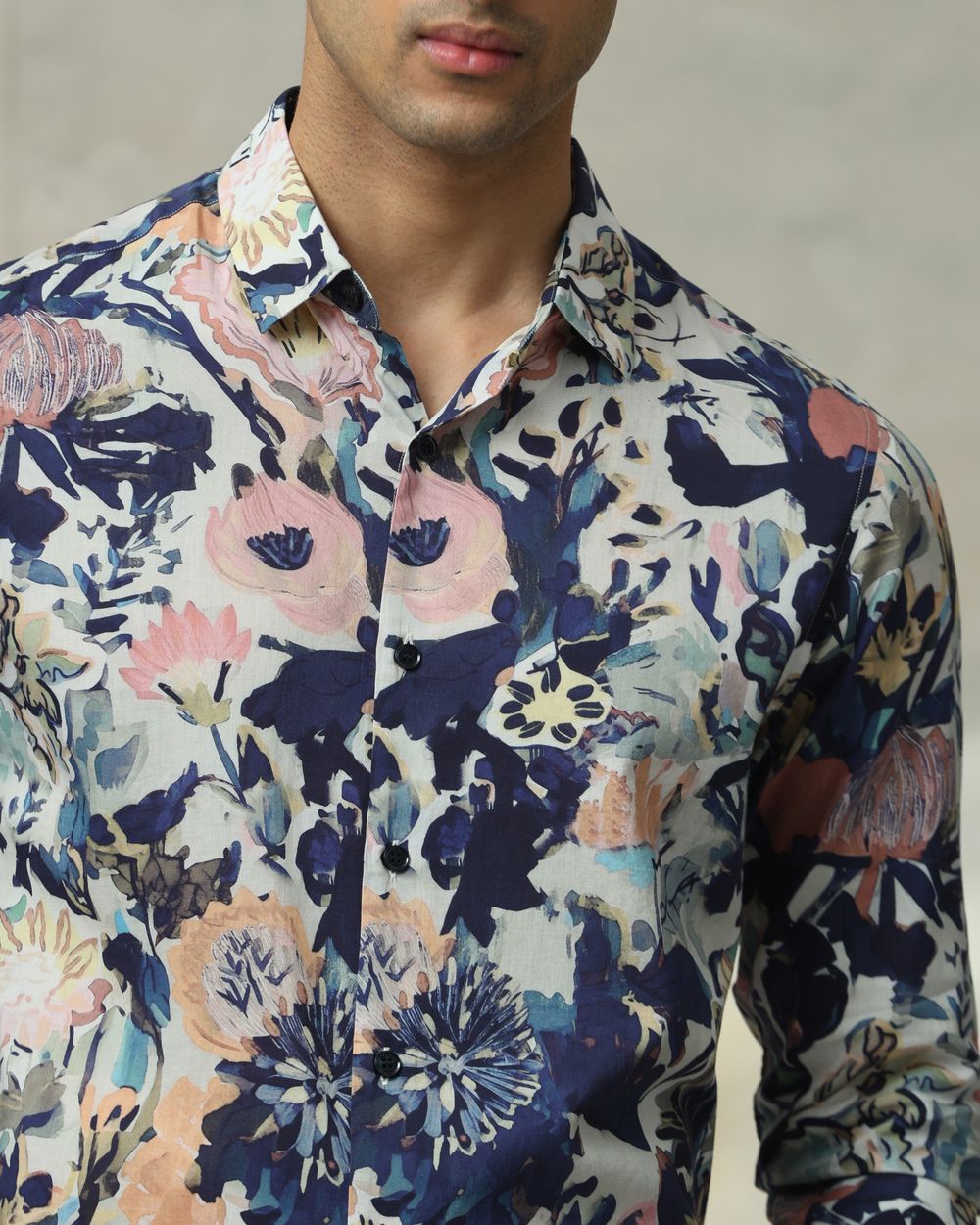 Multicolour Floral Print Slim Fit Casual Shirt