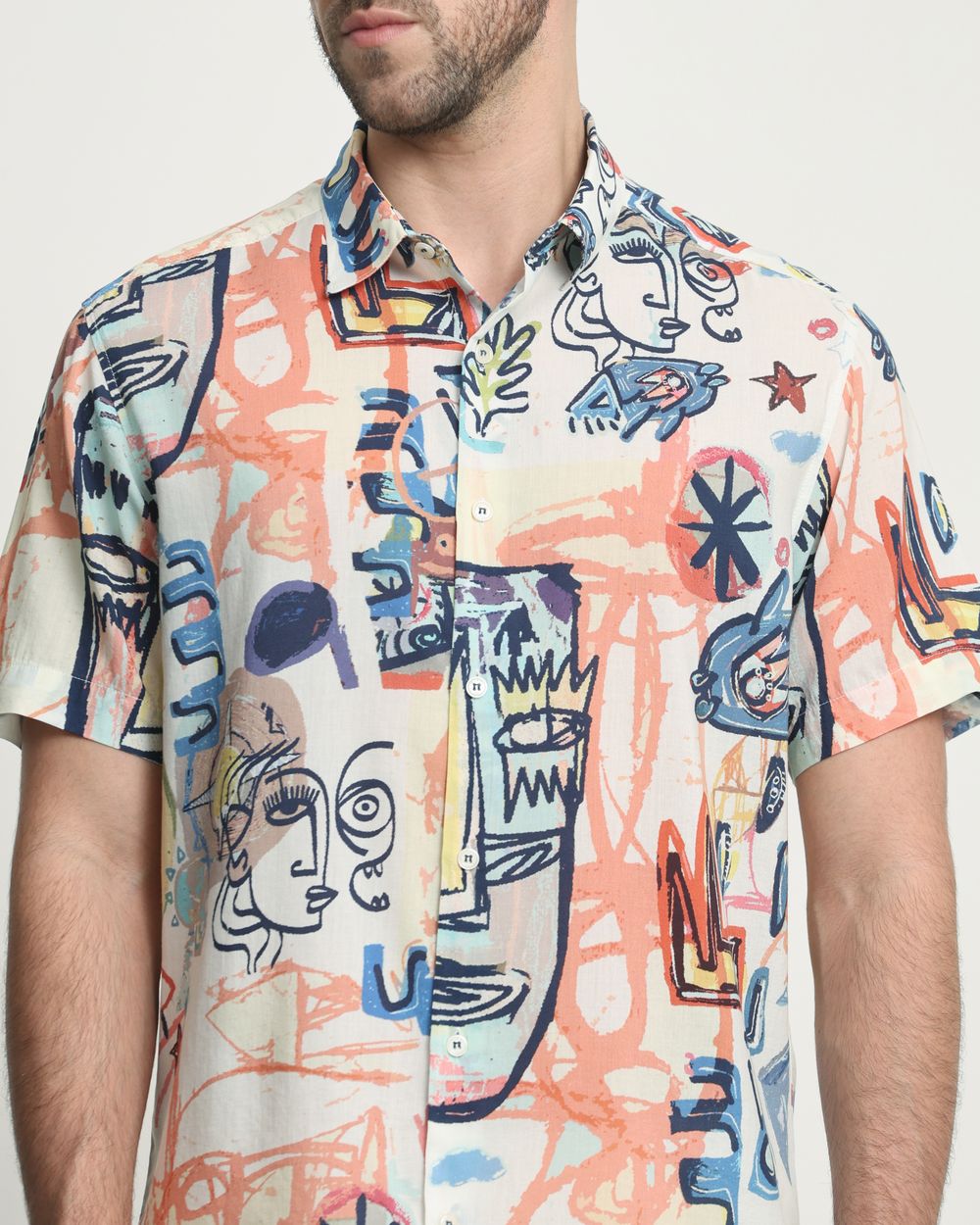 Multi Abstract Print Slim Fit Casual Shirt