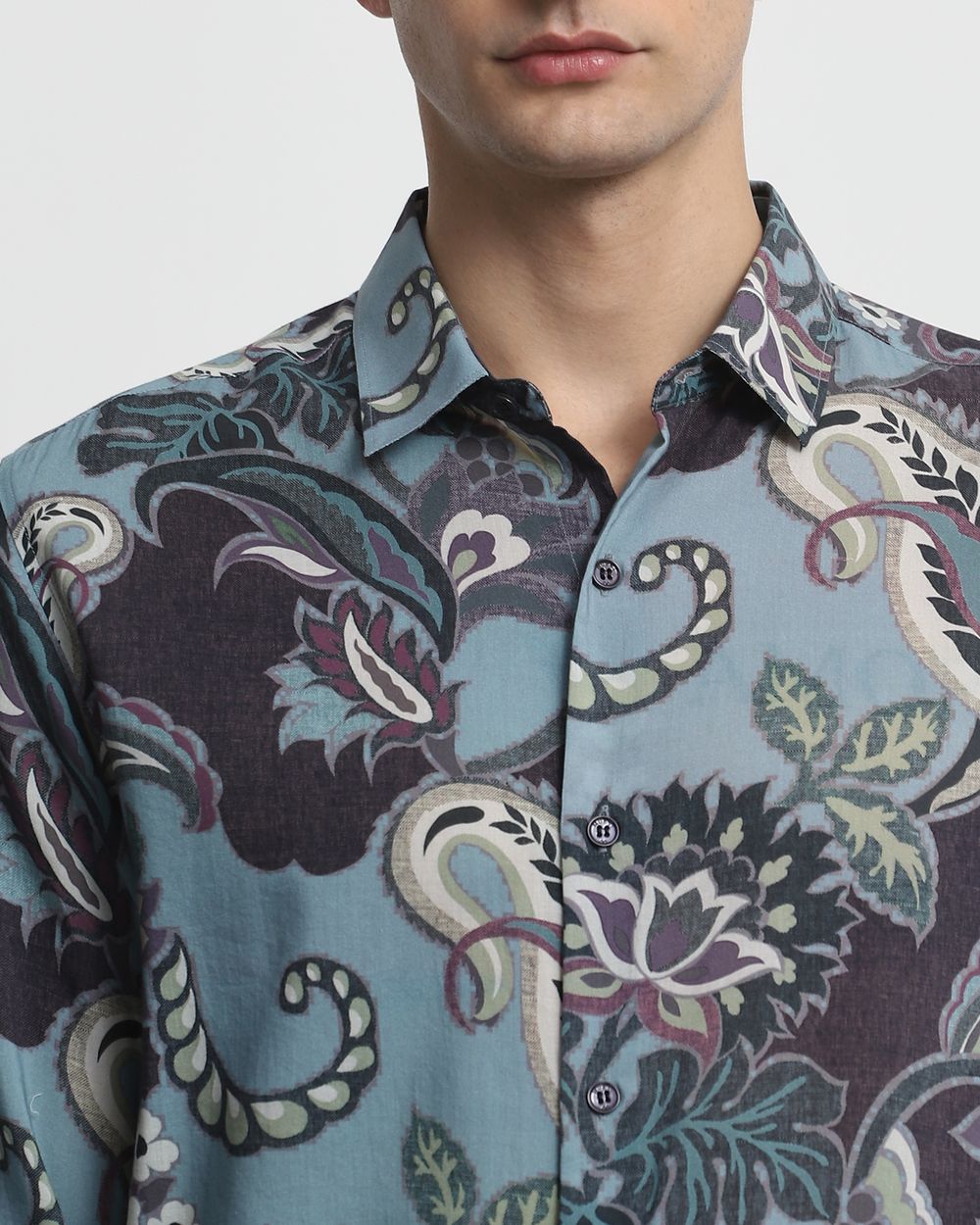 Multi Paisley Print Slim Fit Casual Shirt