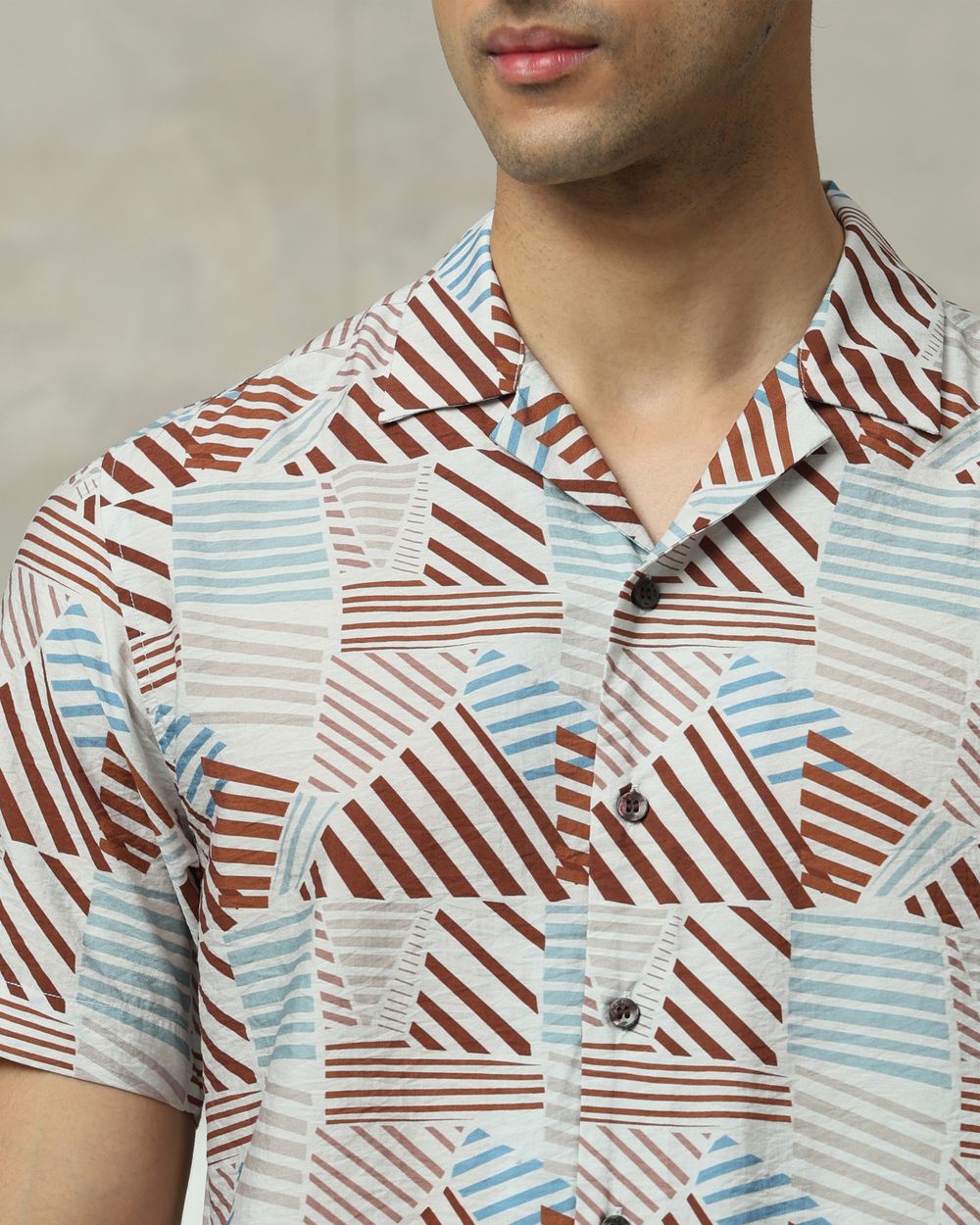 Brown Resort Print Relaxed Fit Casual Shirt