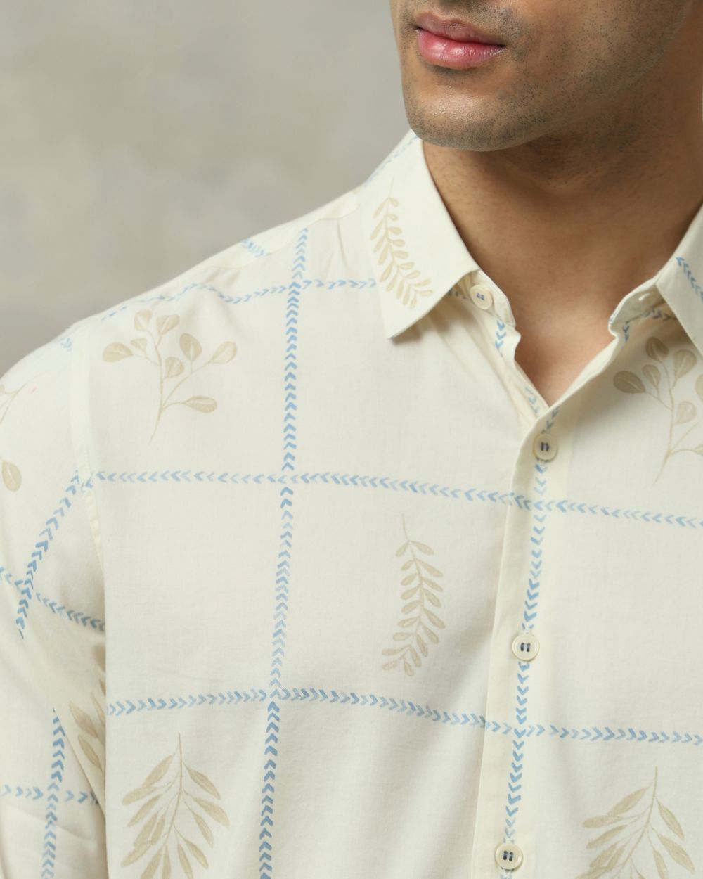 Off White Large Check Slim Fit Casual Shirt