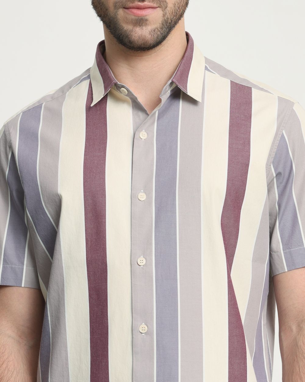 Lilac Wide Stripe Slim Fit Casual Shirt