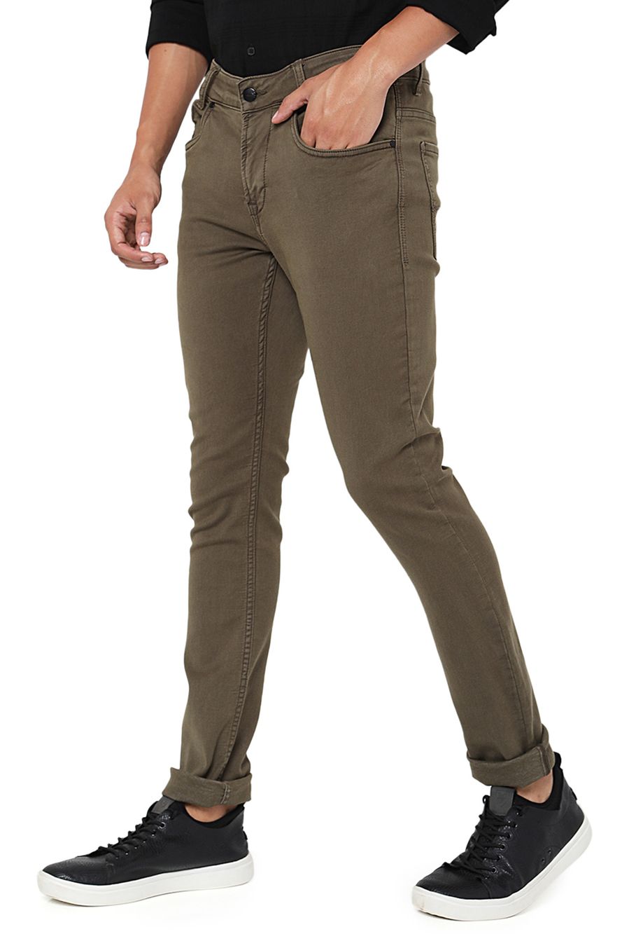 Olive Skinny Fit Knitted Stretch Jeans