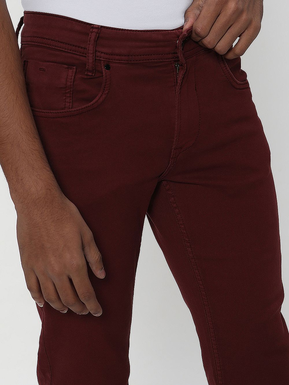 Maroon Super Slim Fit Superstretch Coloured Jeans