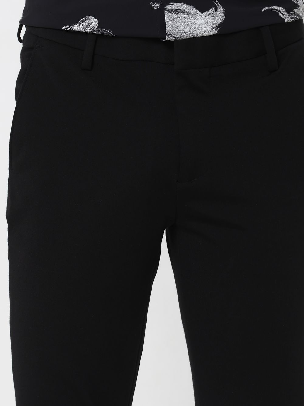 Black Ankle Length Stretch Chinos Trouser