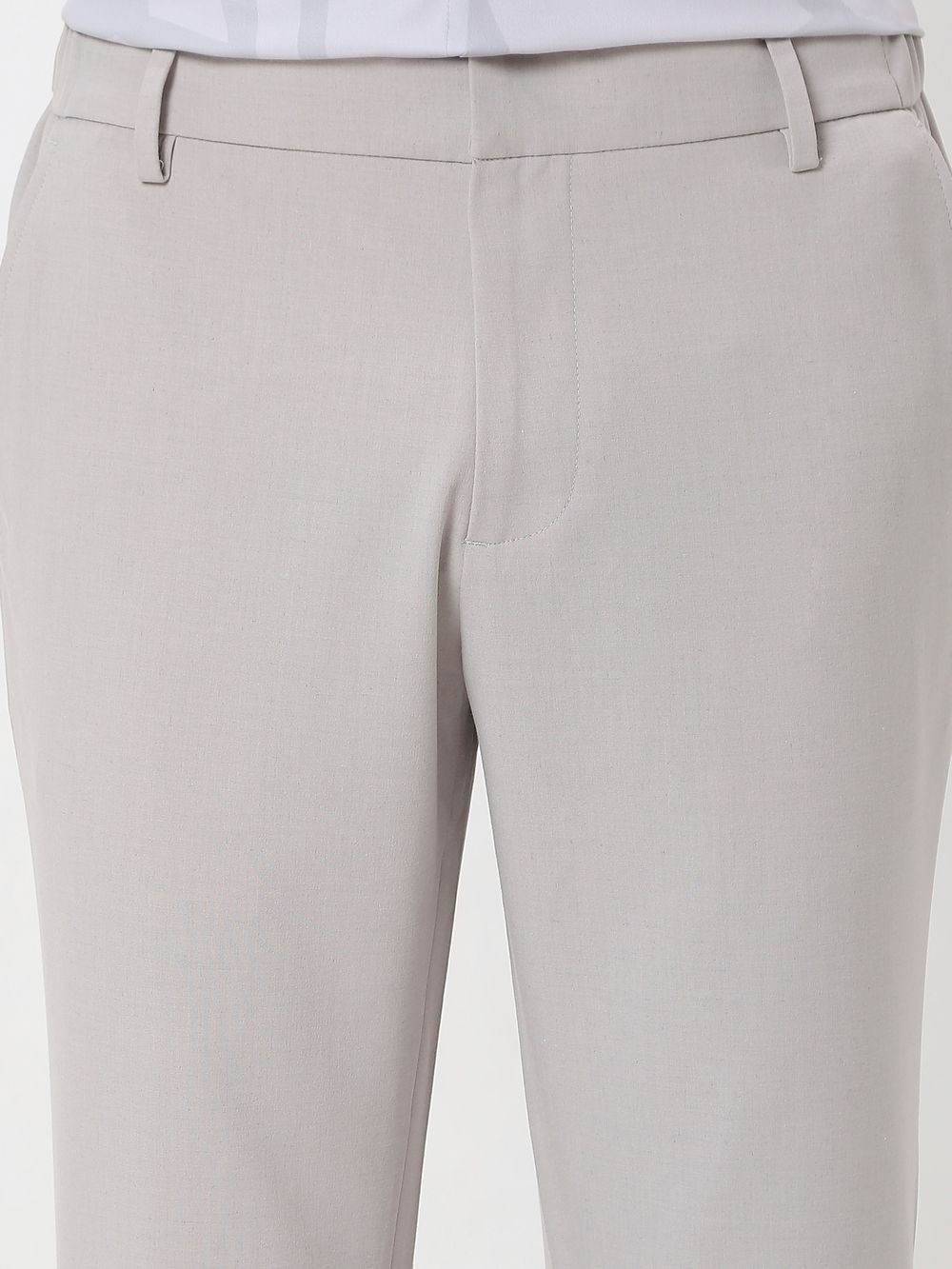 Stone Slim Fit Textured Jersey Stretch Chinos Trouser