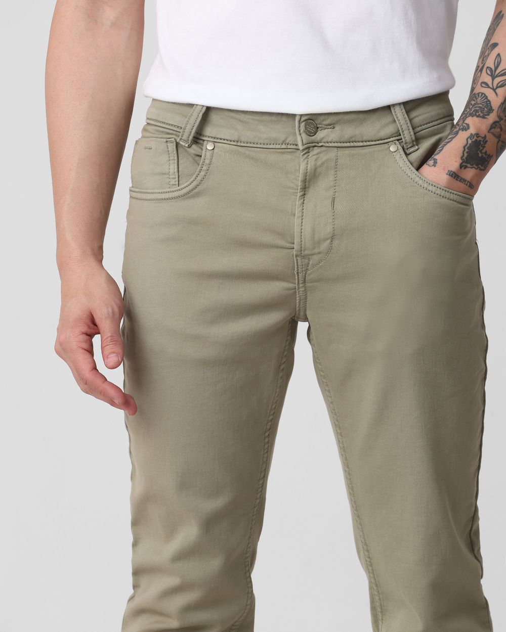 Light Olive Super Slim Fit Superstretch Coloured Jeans