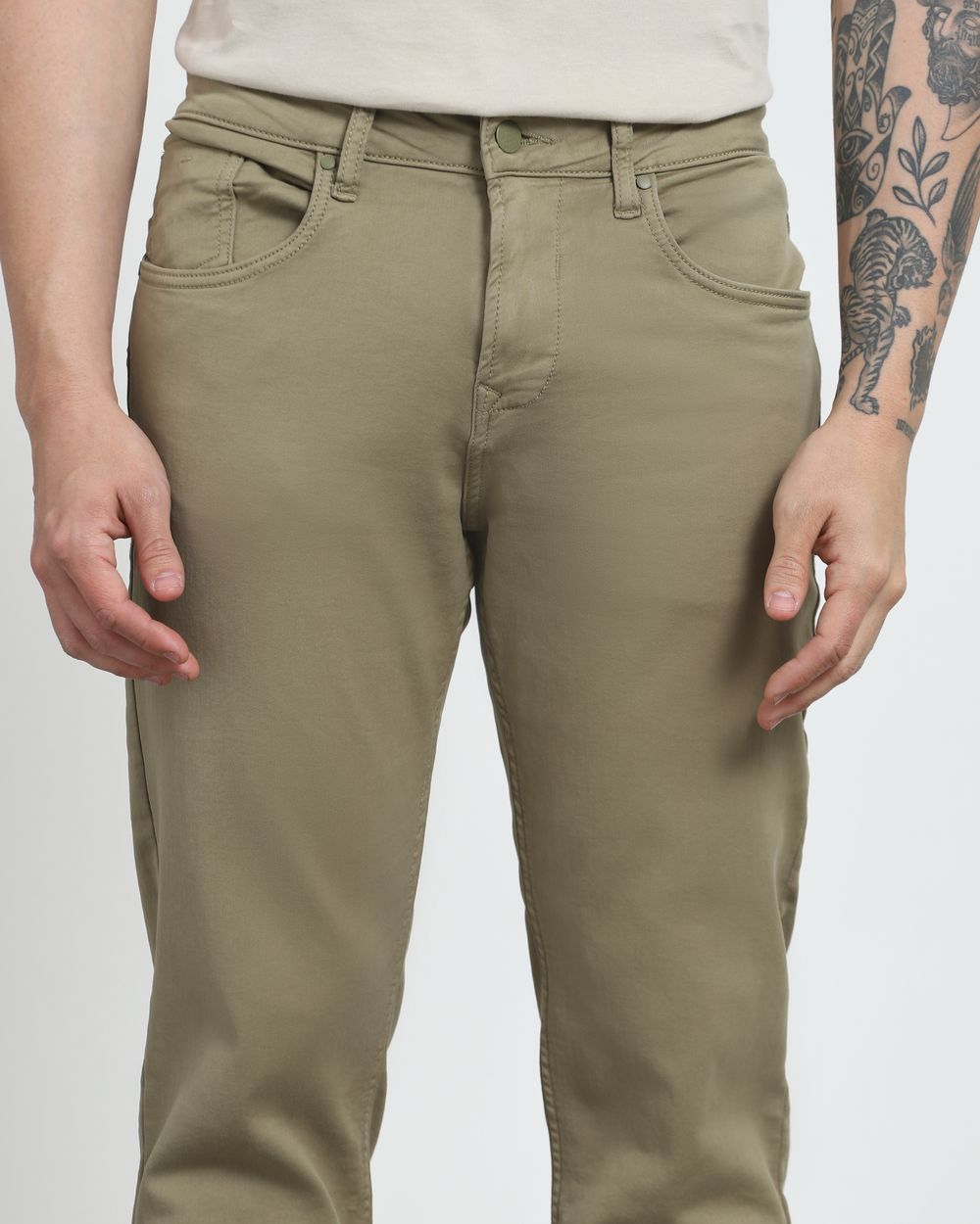 Light Olive Super Slim Fit Jeans