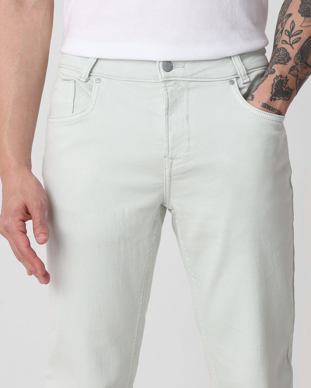 Light Green Super Slim Fit Superstretch Coloured Jeans