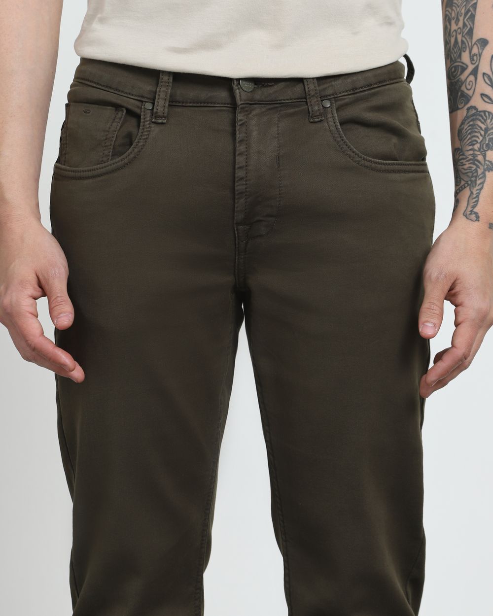 Dark Olive Super Slim Fit Jeans