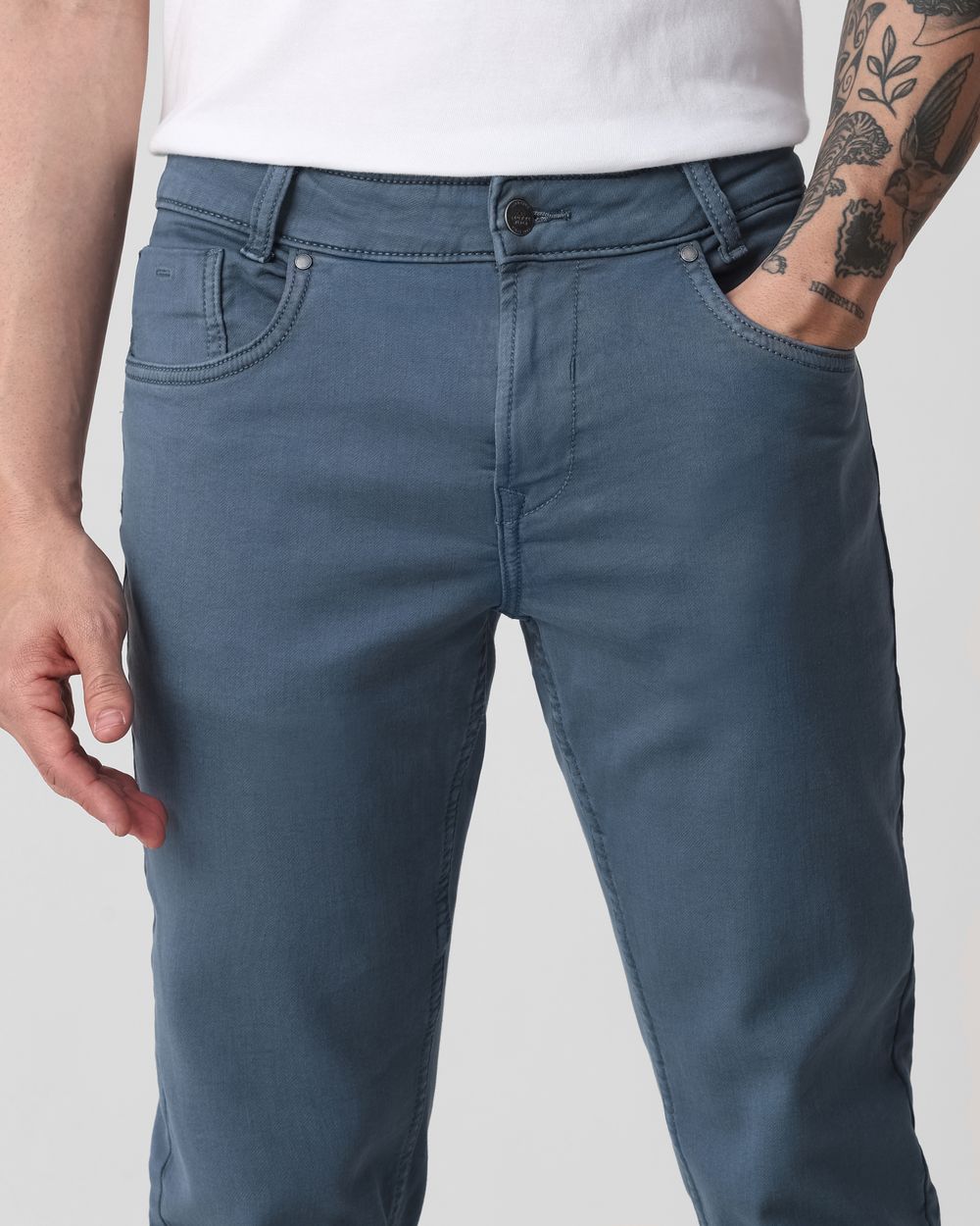 Blue Grey Super Slim Fit Superstretch Coloured Jeans