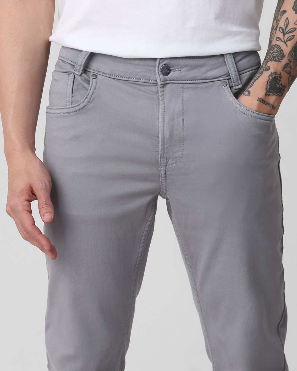Light Grey Super Slim Fit Superstretch Coloured Jeans