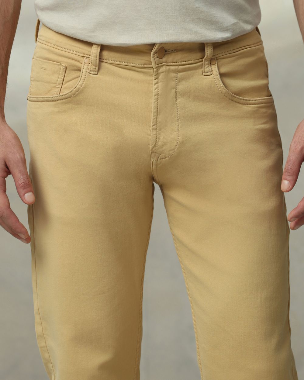 Light Khaki Straight Fit Jeans