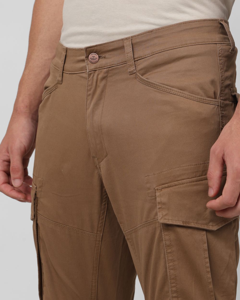 Brown Slim Fit Cargos