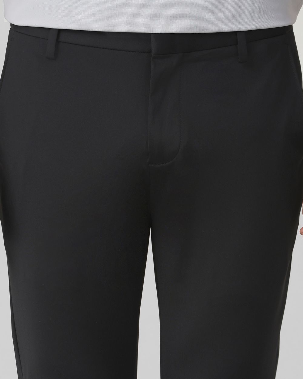 Black Ankle Length Jersey Flat Front Pants Trouser