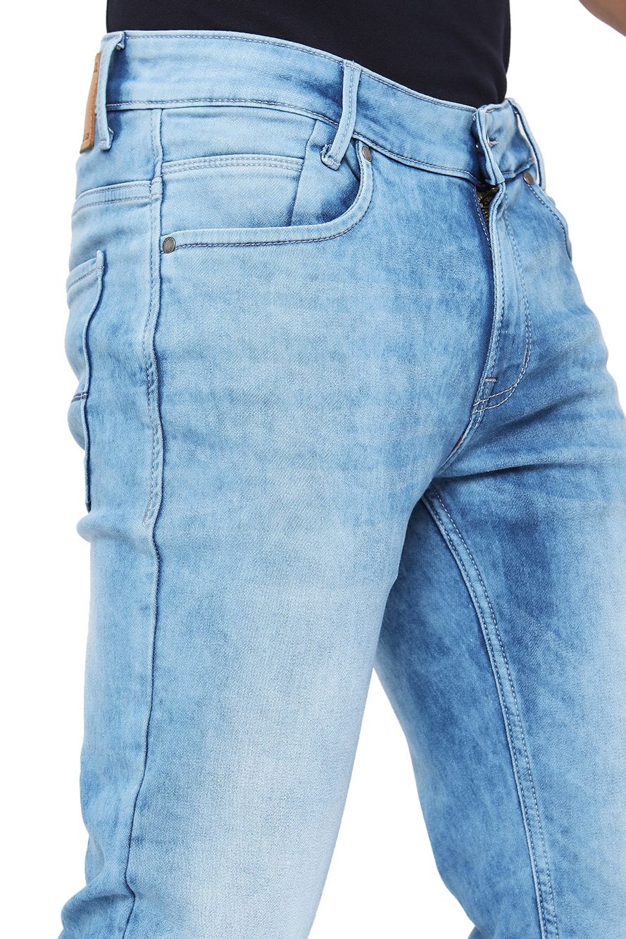 Light Blue Super Slim Fit Knitted Stretch Jeans