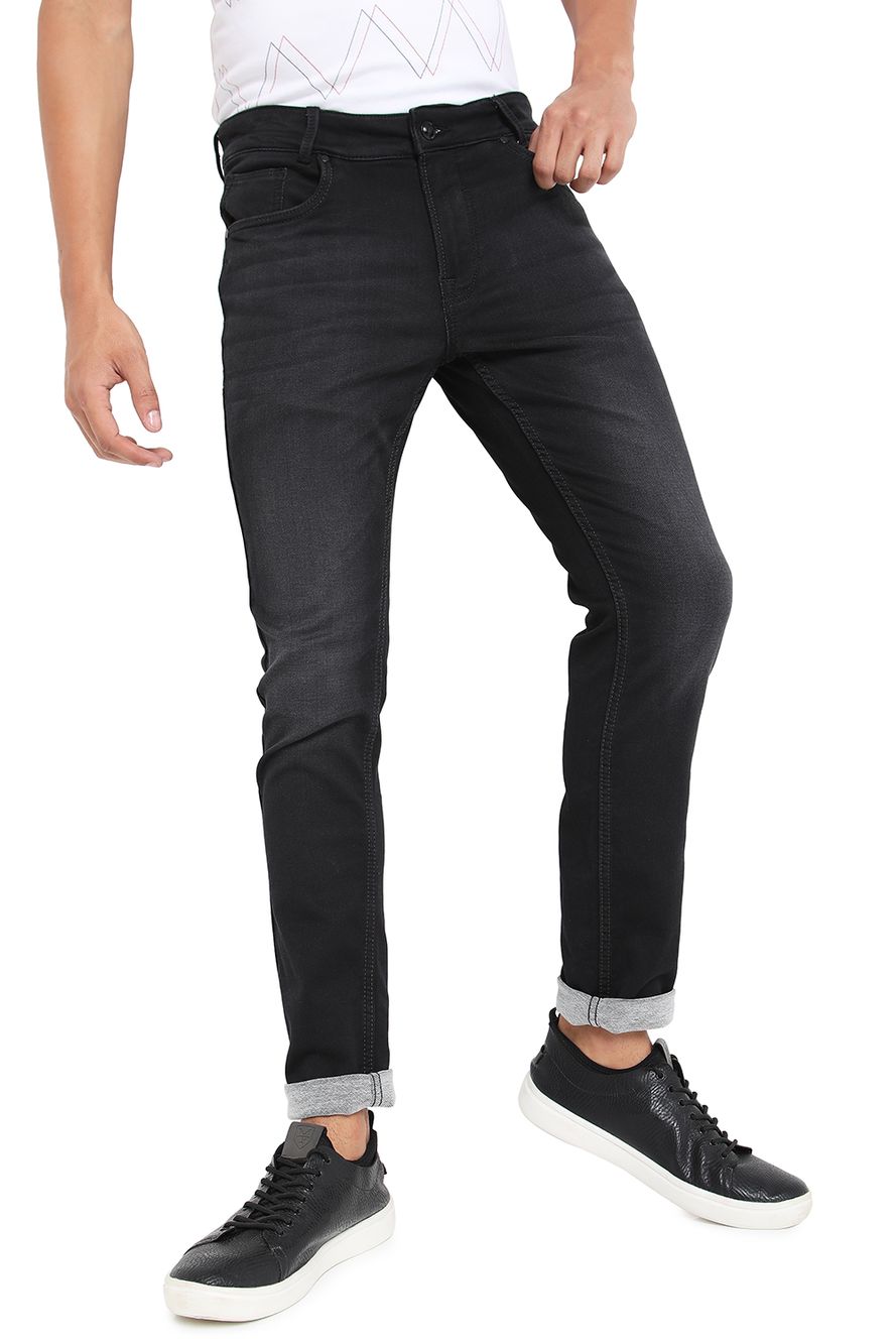 Black Skinny Fit Knitted Stretch Jeans