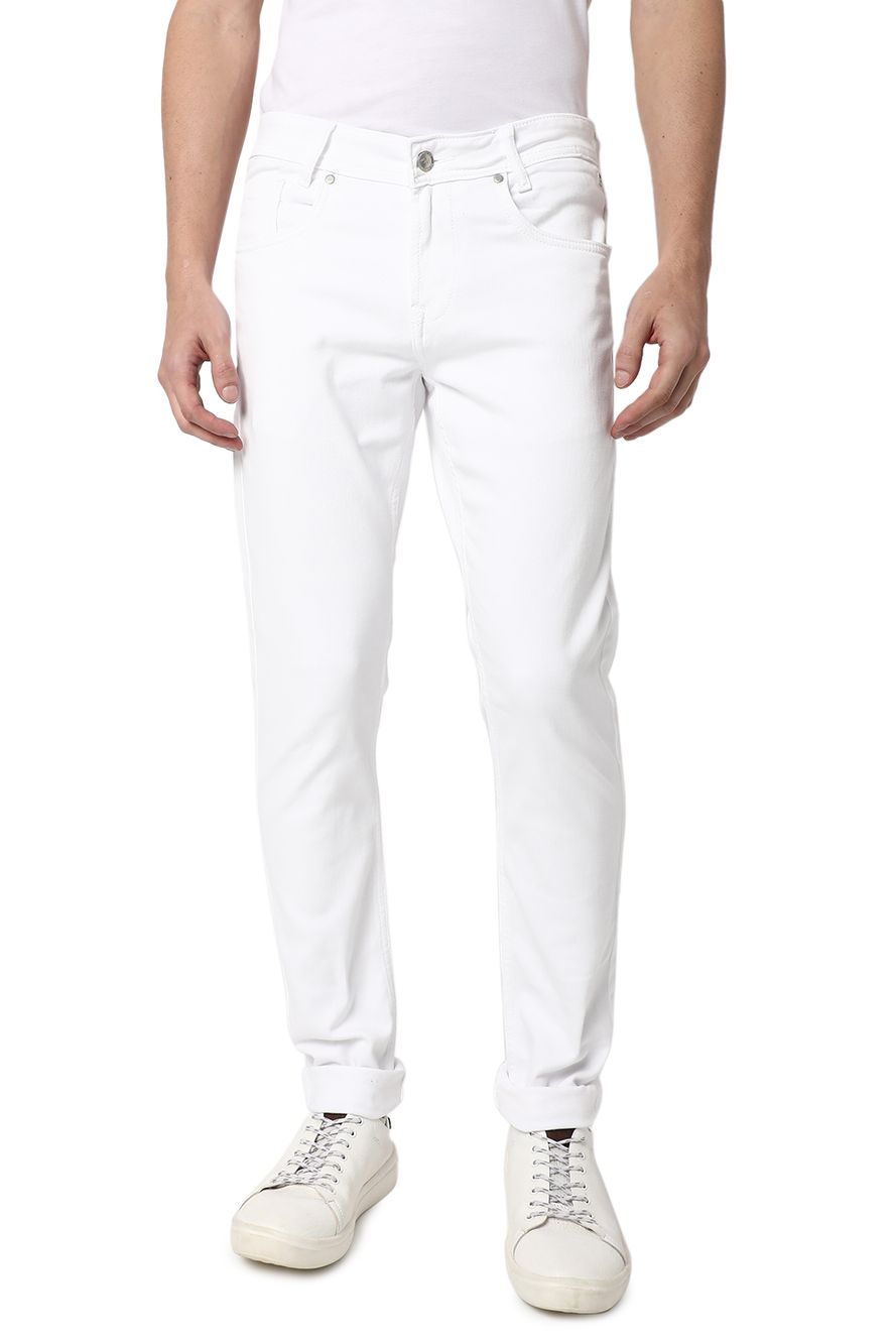 White Skinny Fit Knitted Stretch Jeans