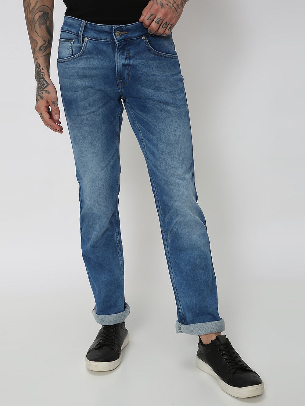 Mid Blue Bootcut Denim Deluxe Stretch Jeans