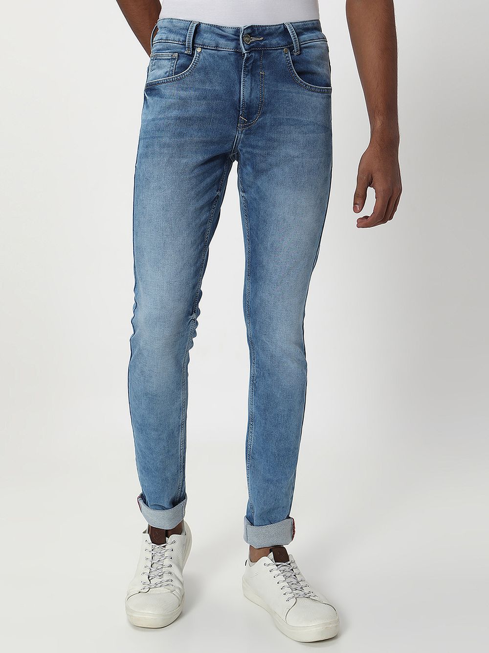 Mid Blue Skinny Fit Denim Deluxe Stretch Jeans