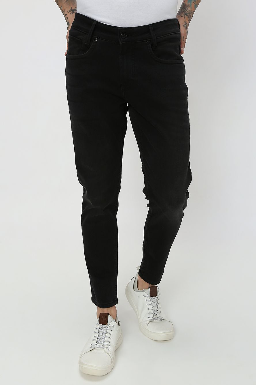 Black Ankle Length Flyweight Jeans