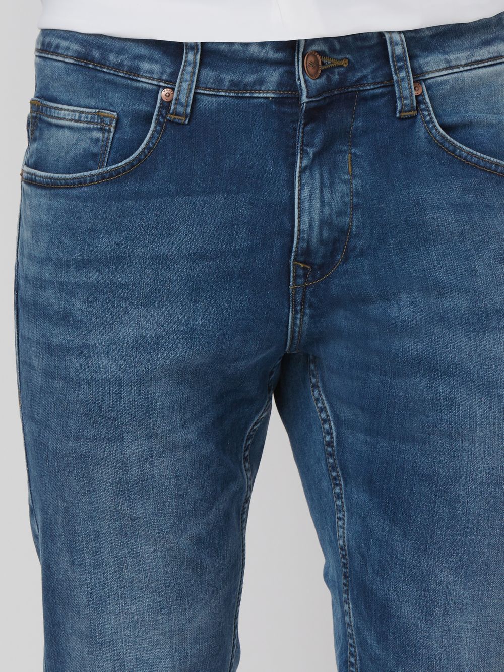 Mid Blue Super Slim Fit Denim Deluxe Stretch Jeans