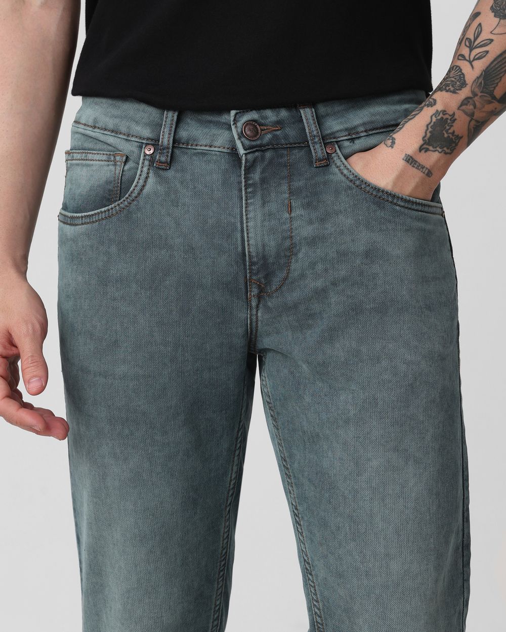 Tinted Ankle Length Denim Deluxe Stretch Jeans