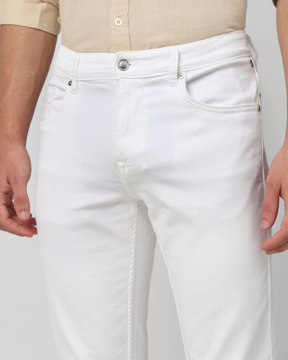 White Straight Fit Denim Deluxe Stretch Jeans