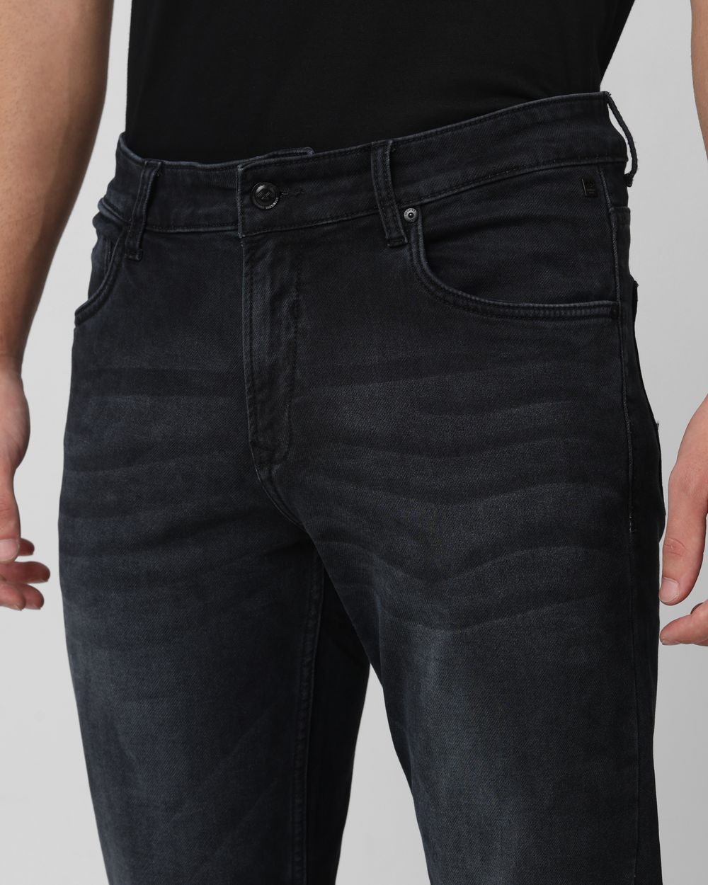 Black Straight Fit Denim Deluxe Stretch Jeans