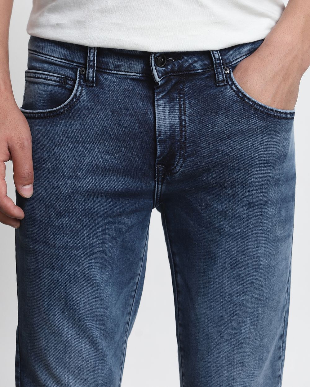 Dark Indigo Blue Ankle Length Jeans