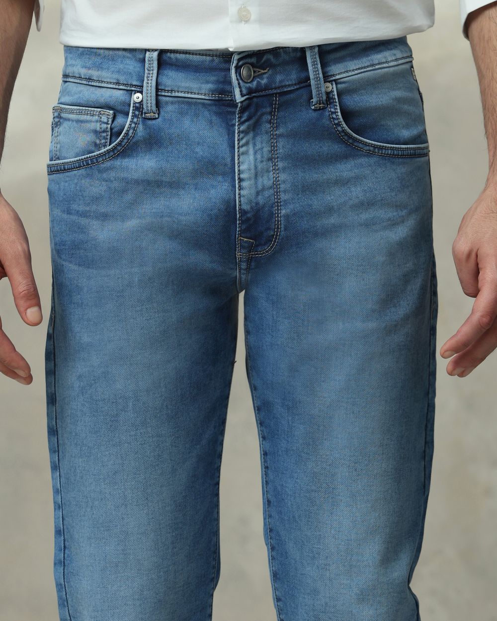 Mid Blue Straight Fit Jeans