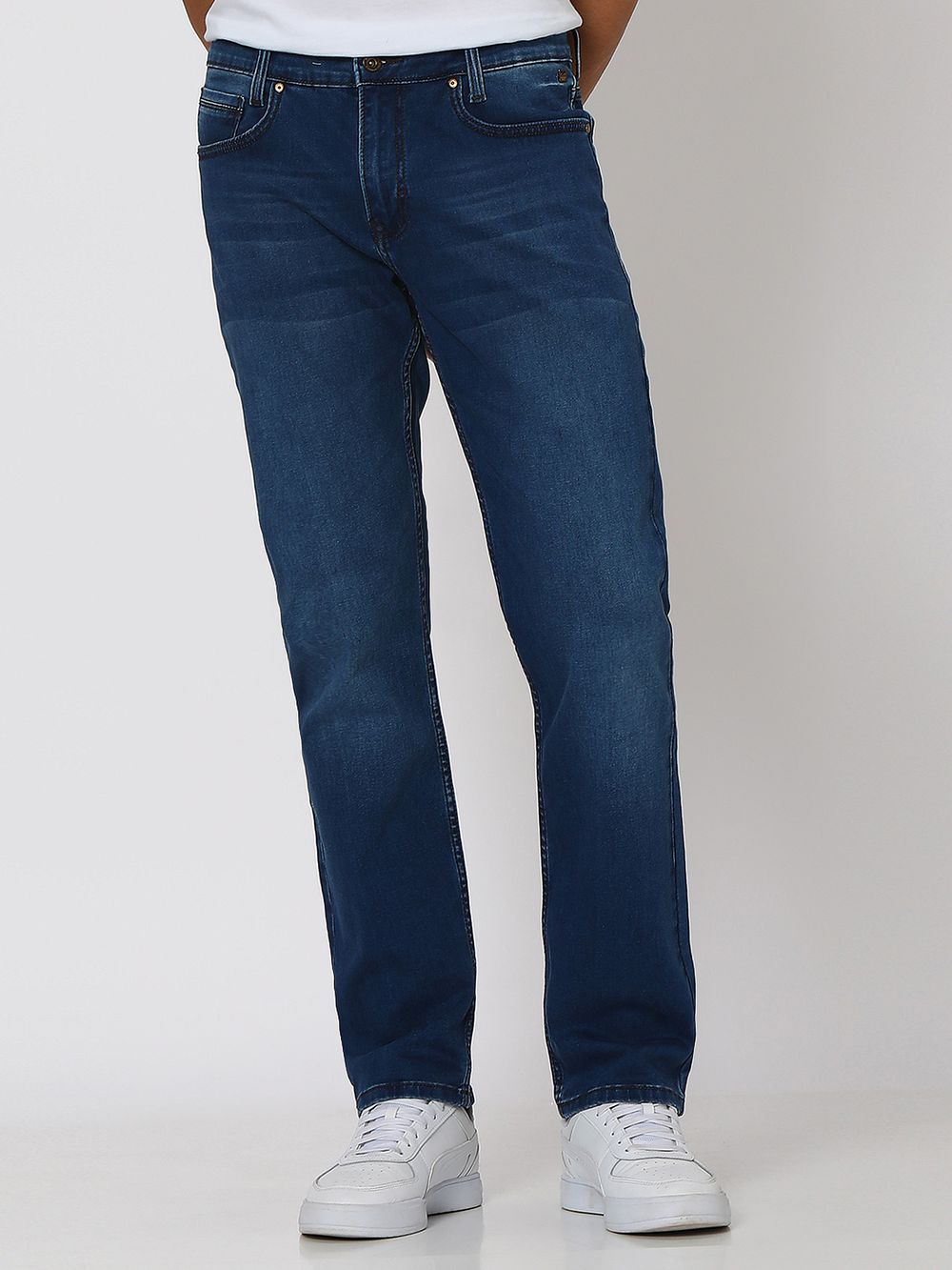 Blue Black Relaxed Straight Fit Originals Stretch Jeans