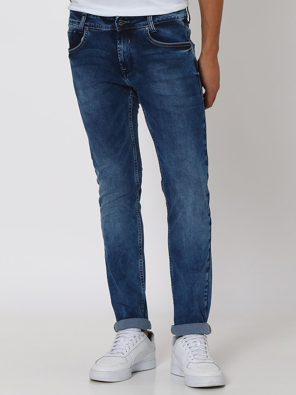 Mid Blue Super Slim Fit Originals Stretch Jeans