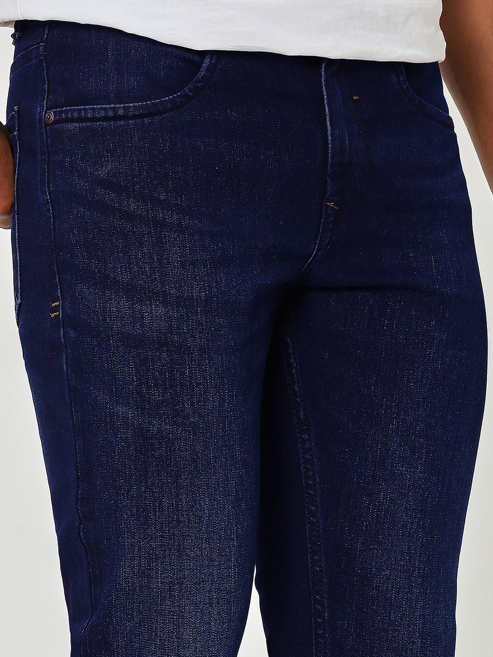 Deep Indigo Blue Straight Fit Originals Stretch Jeans