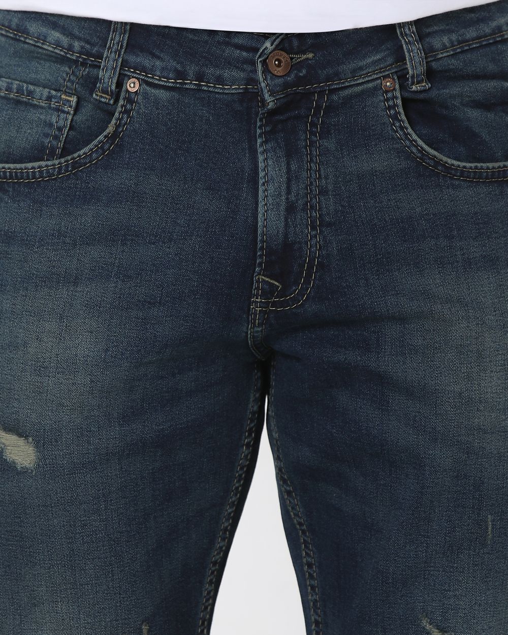 Tinted Super Slim Fit Distressed Stretch Jeans