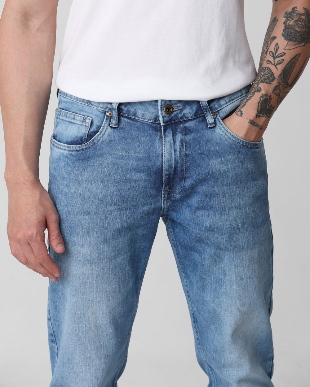 Light Blue Ankle Length Originals Stretch Jeans