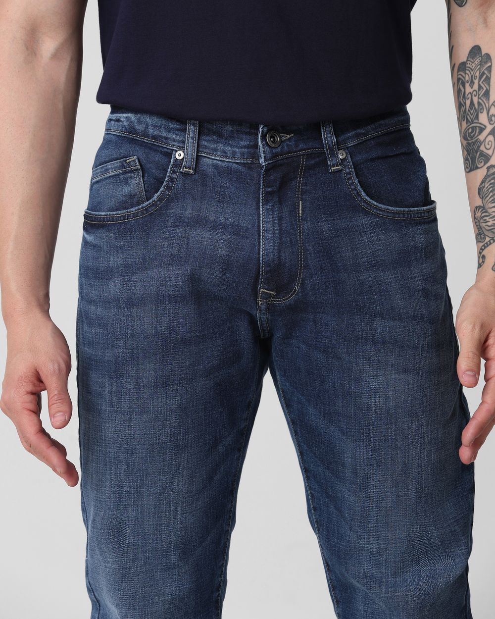 Dark Indigo Blue Straight Fit Originals Stretch Jeans