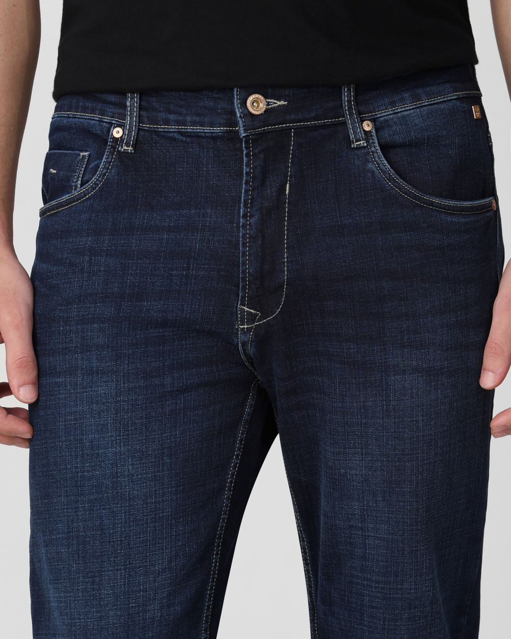 Dark Indigo Blue Straight Fit Originals Stretch Jeans