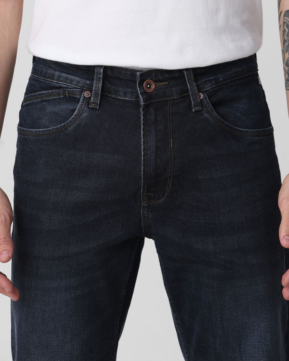 Blue Black Relaxed Straight Fit Originals Stretch Jeans