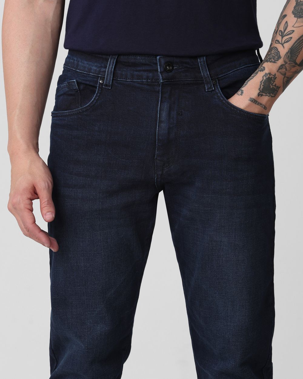 Dark Indigo Blue Relaxed Straight Fit Originals Stretch Jeans