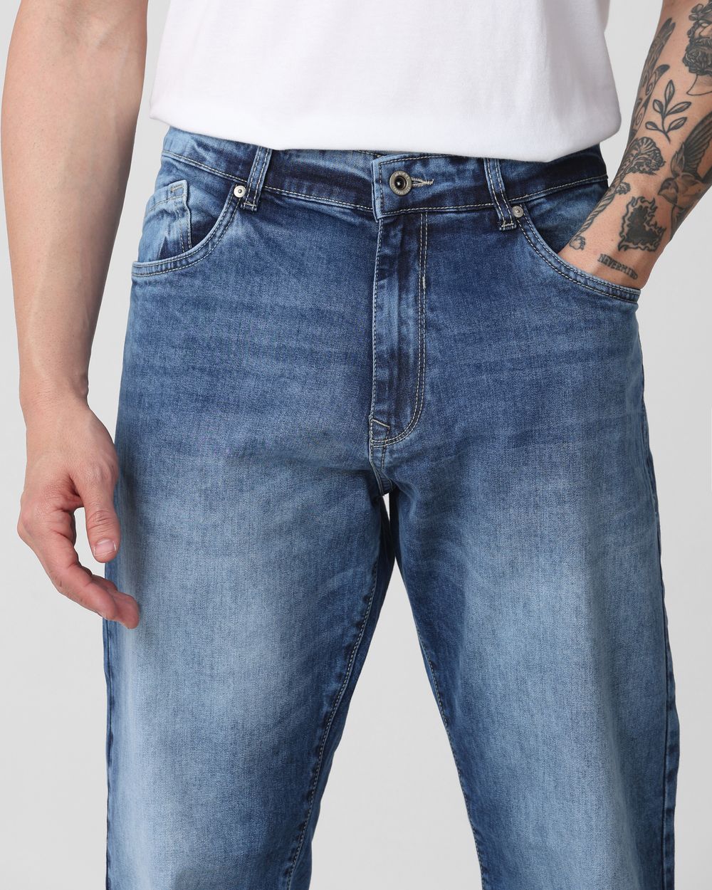 Mid Blue Loose Fit Originals Stretch Jeans