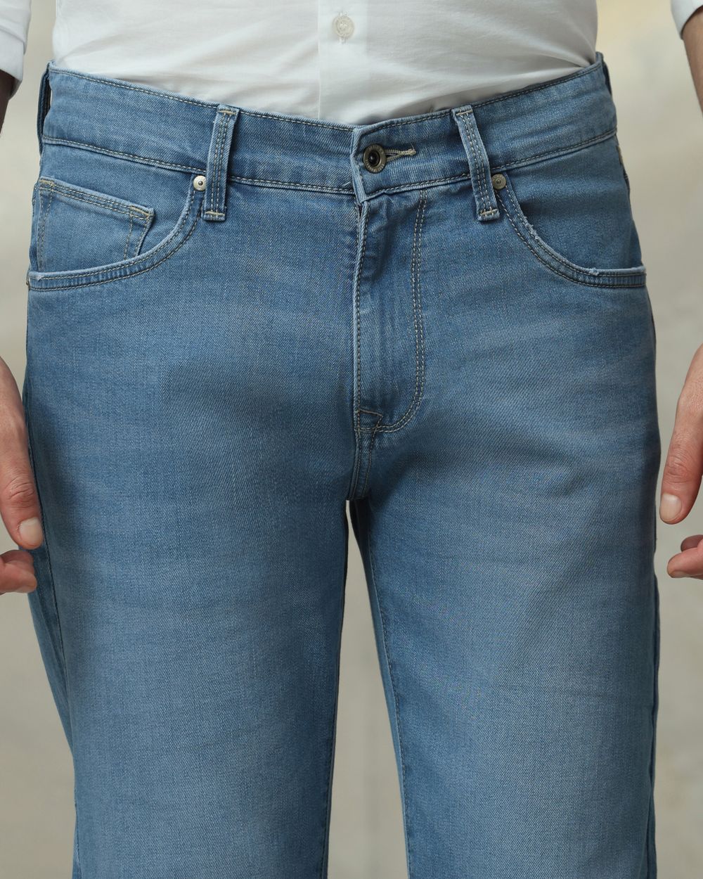 Mid Blue Straight Fit Jeans