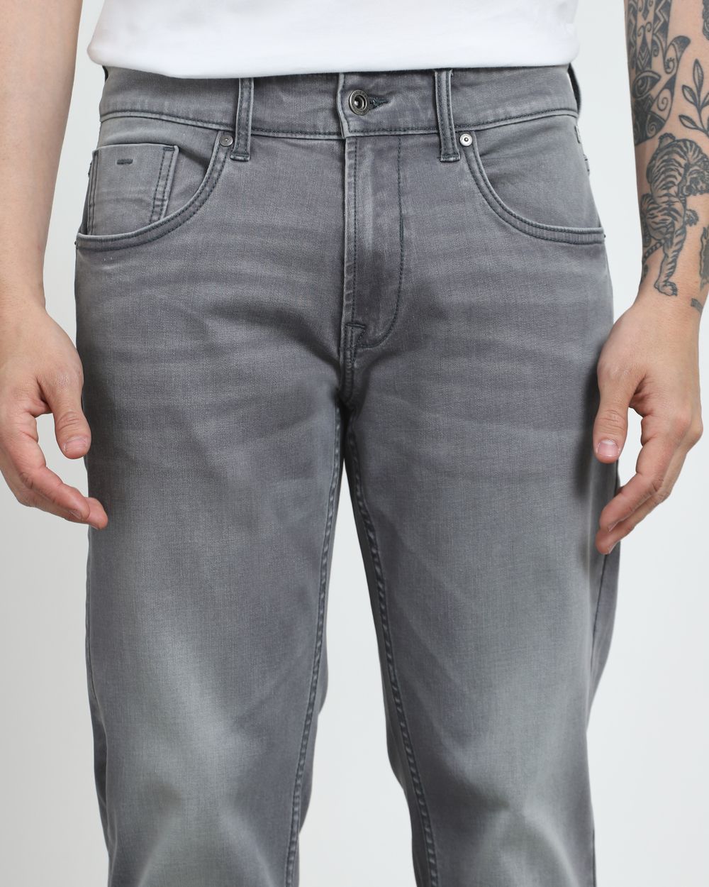 Grey Straight Fit Jeans