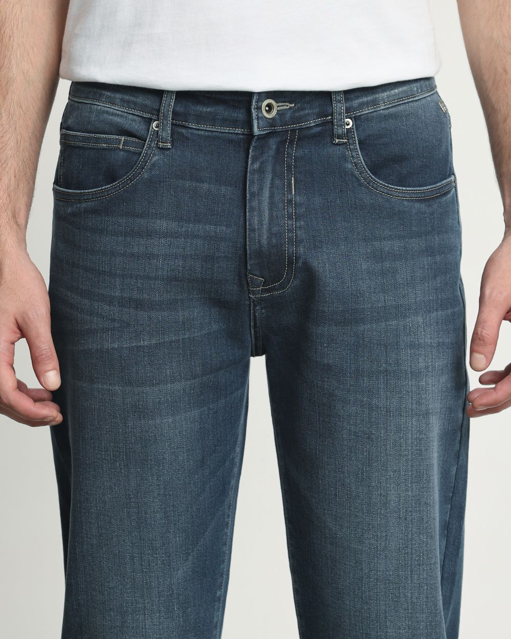 Blue Black Relaxed Straight Fit Jeans
